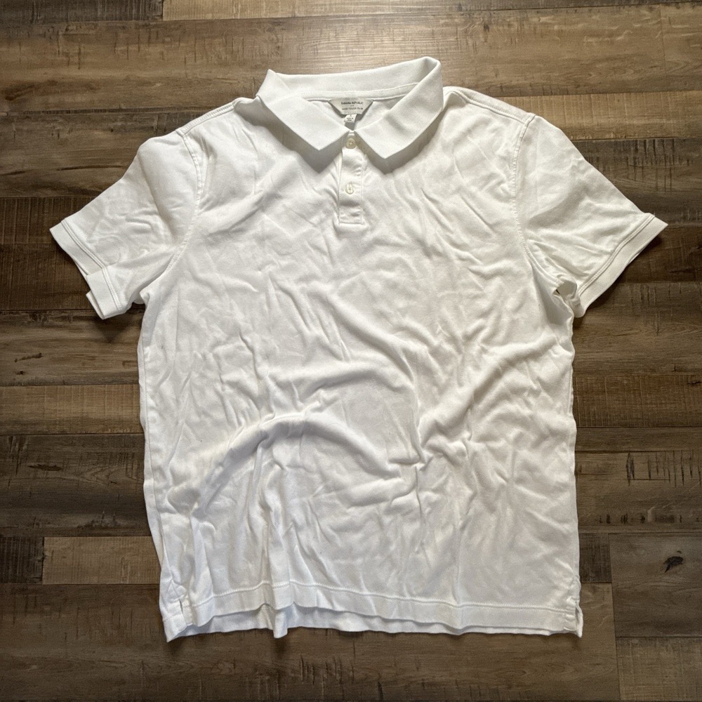 Banana Republic white luxe touch slim fit polo, Large